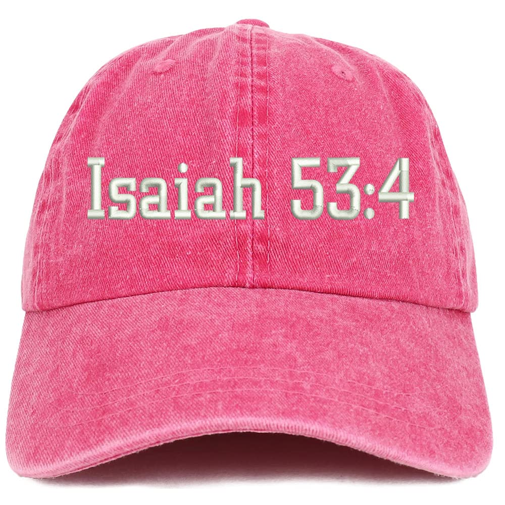 Trendy Apparel Shop Isaiah 53:4 Washed Pigment Dyed Baseball Cap