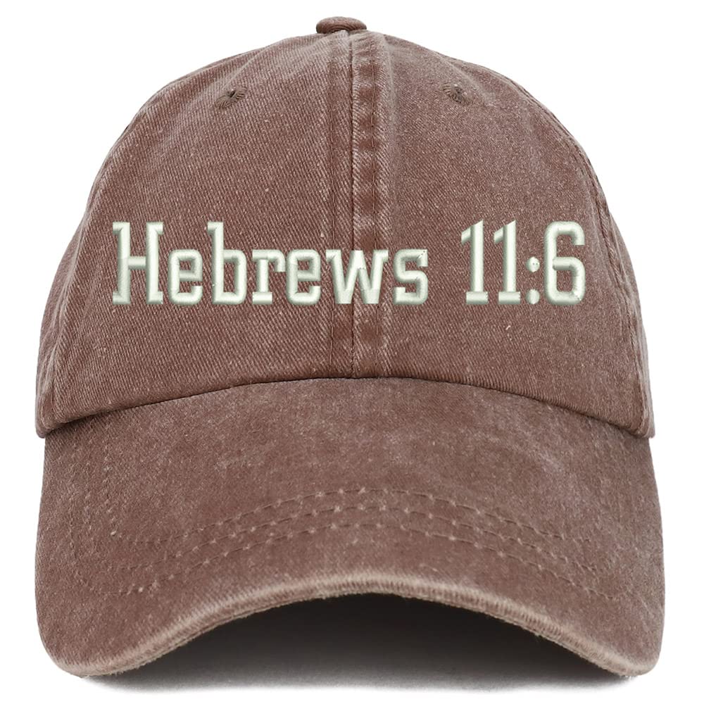 Trendy Apparel Shop Hebrew 11:6 Washed Pigment Dyed Baseball Cap