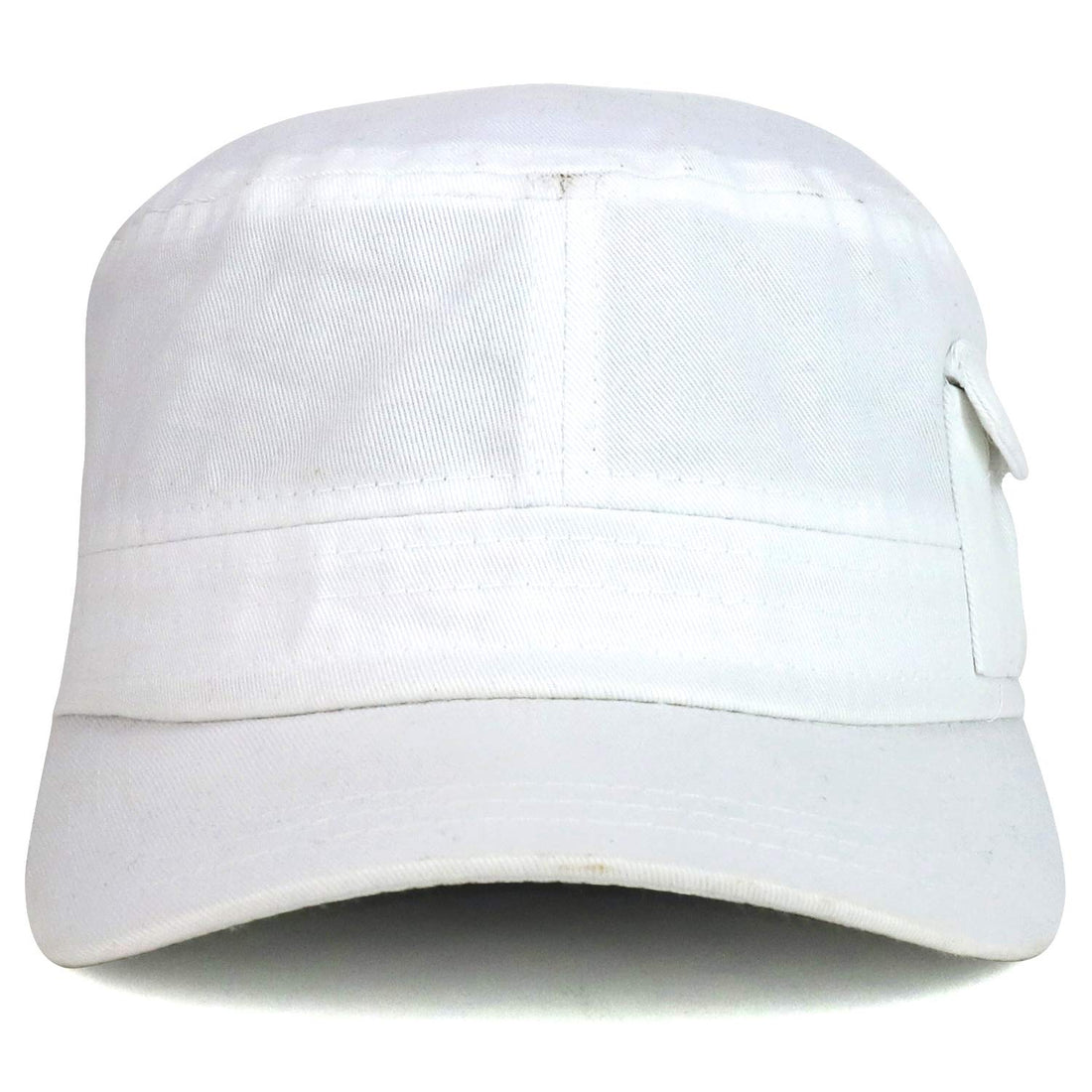 Trendy Apparel Shop Plain Castro Flat Top Style Army Cap with Pocket
