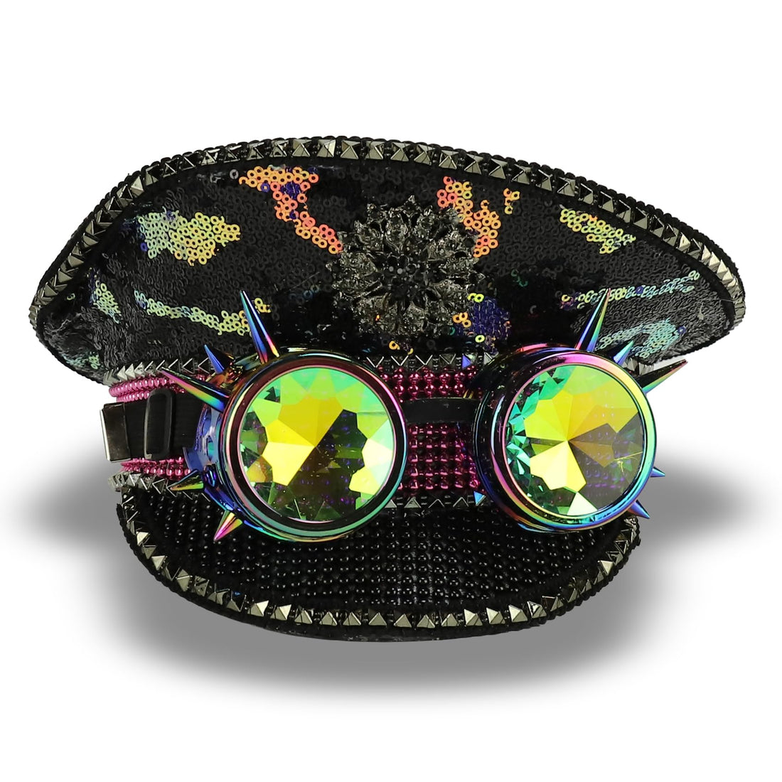 Trendy Apparel Shop Festival Party Sparkly Sequin Rhinestone Captain Hat