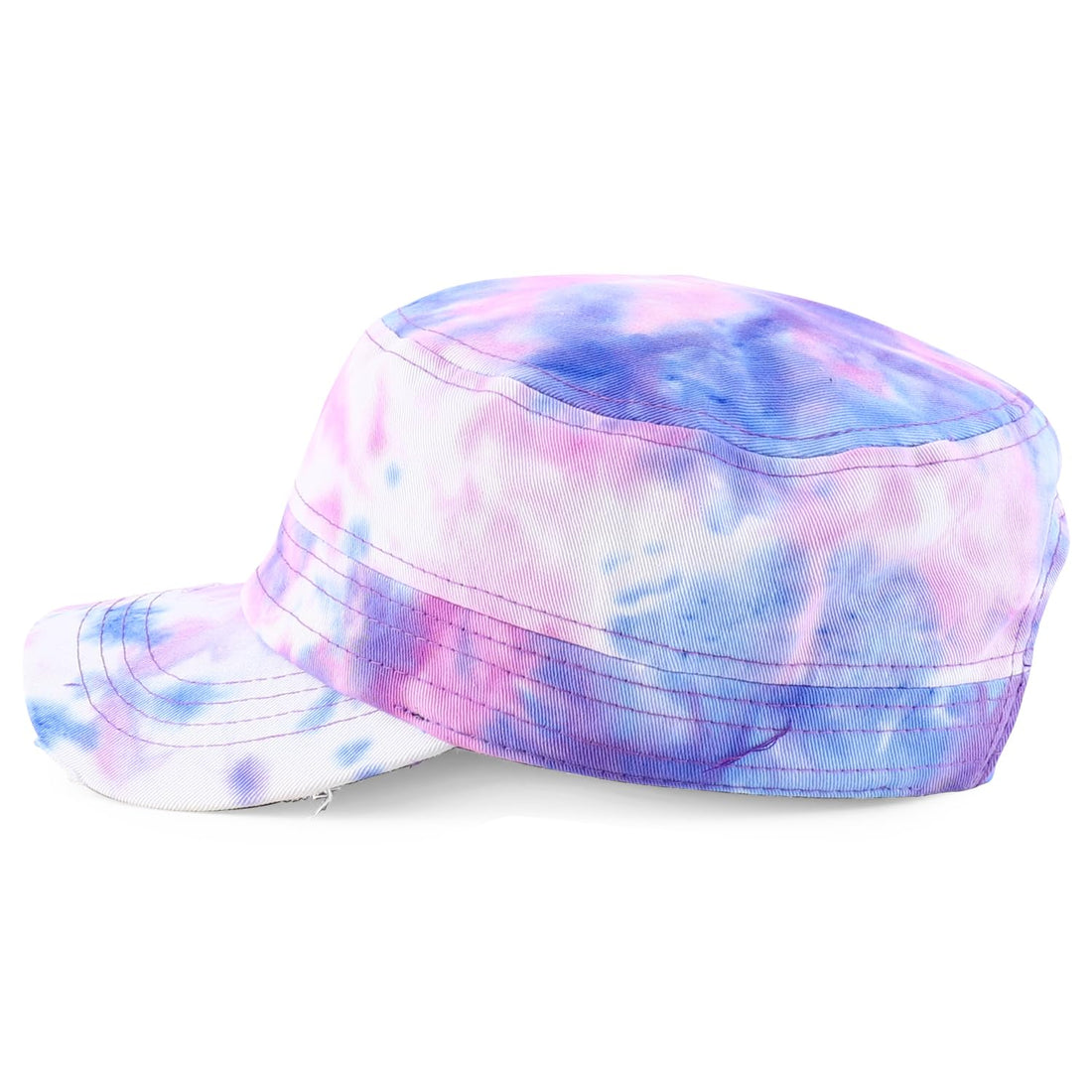 Trendy Apparel Shop Plain 100% Cotton Tie Dyed Patterned Flat Top Army Baseball Cap