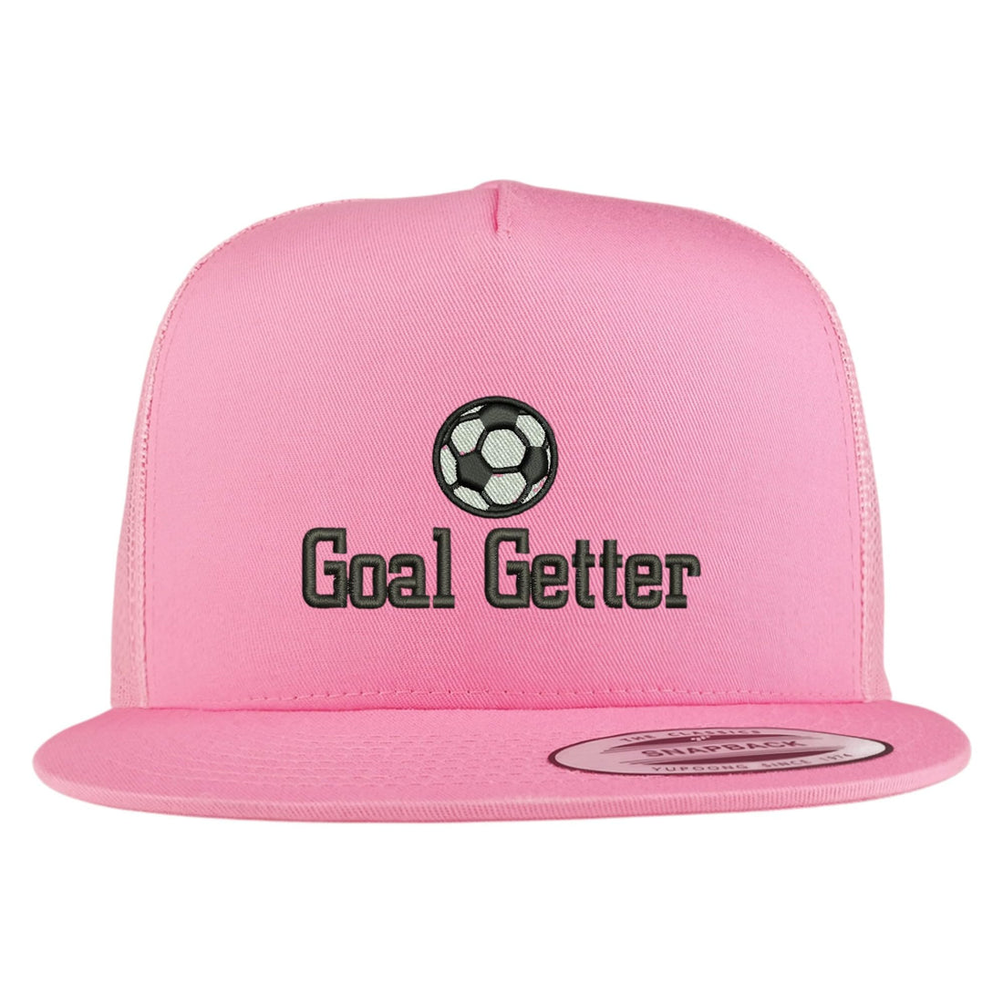 Trendy Apparel Shop Soccer Goal Getter Embroidered 5 Panel Flatbill Trucker Mesh Cap