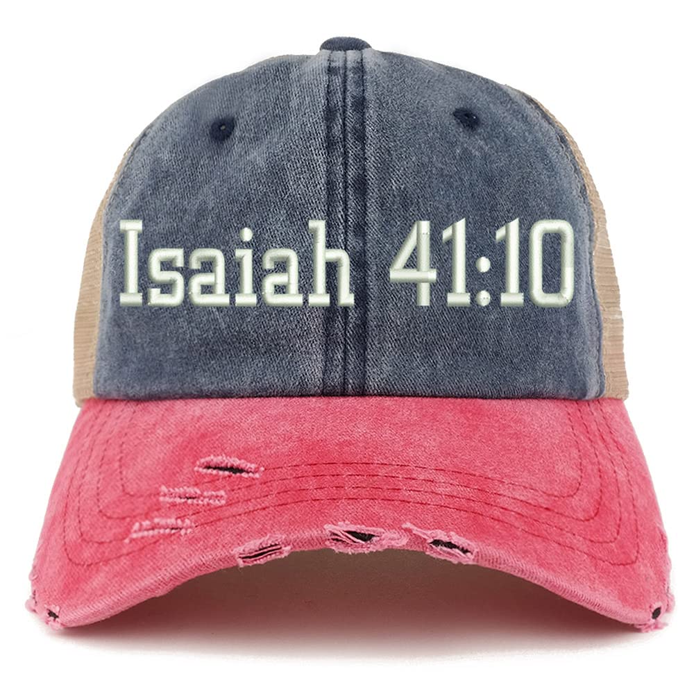 Trendy Apparel Shop Isaiah 41:10 Frayed Bill Trucker Mesh Back Cap
