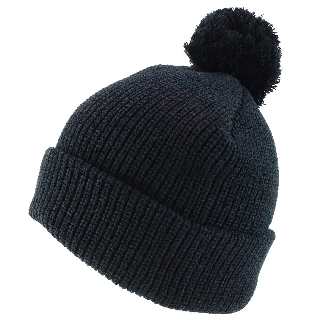 Trendy Apparel Shop XXL Oversized Solid Pom Pom Winter Ribbed Cuffed Beanie