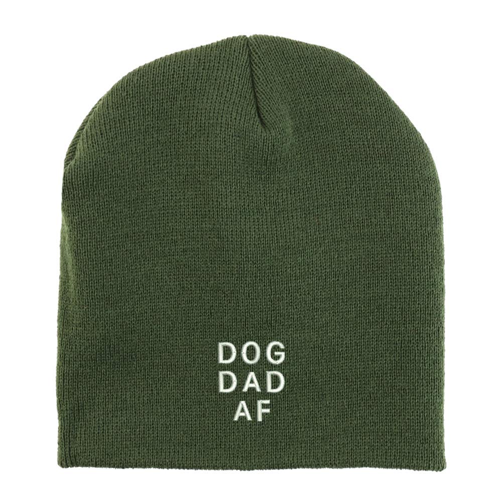 Trendy Apparel Shop Dog Dad Af Font Embroidered Made in USA Short Acrylic Knit Winter Beanie Hat
