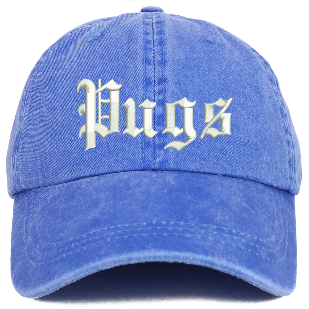 Trendy Apparel Shop Old English Pugs Washed Pigment Dyed Baseball Cap