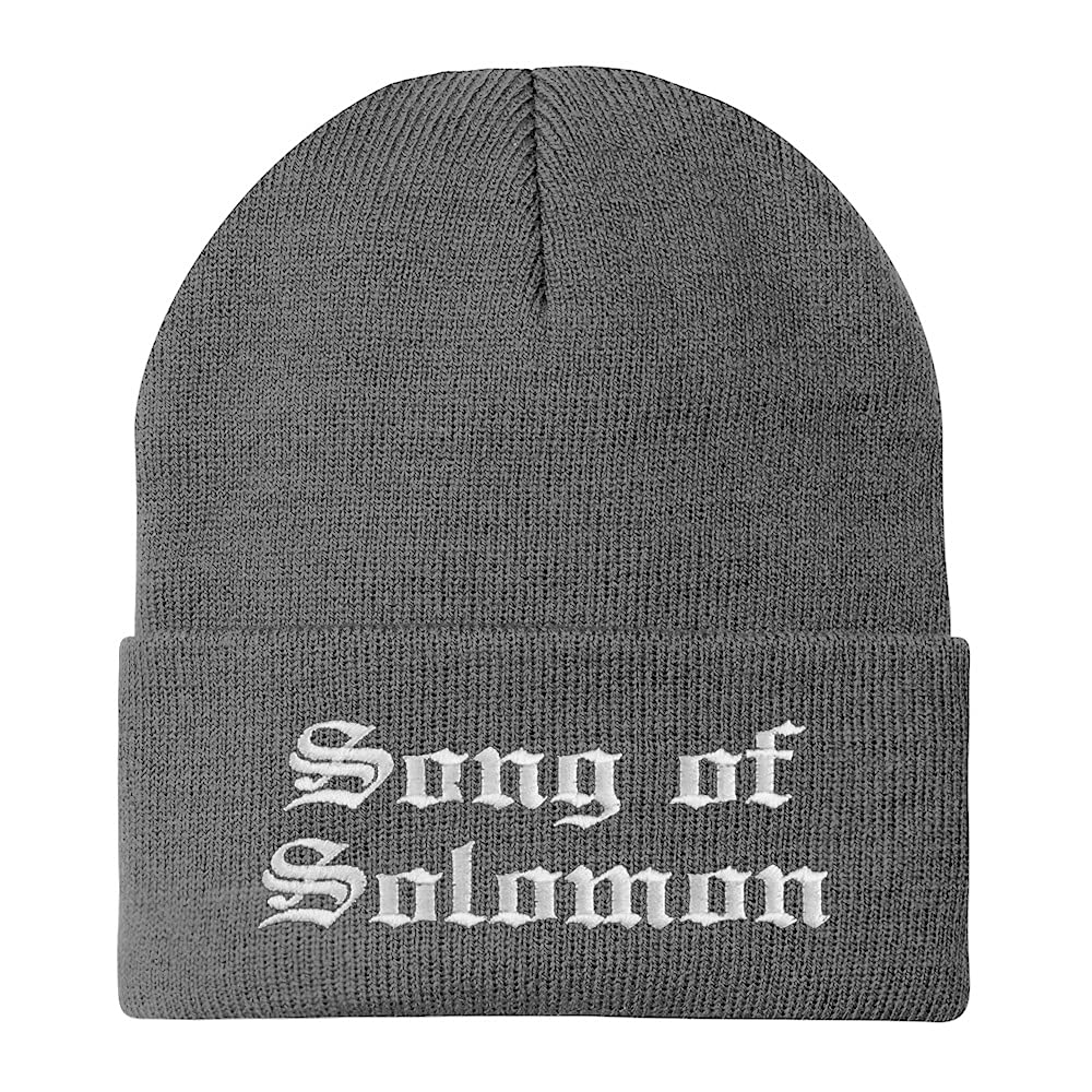 Trendy Apparel Shop Song of Solomon Old English Embroidered Long Cuff Beanie