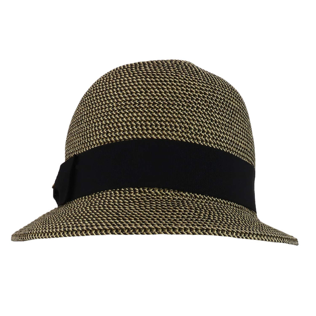 Trendy Apparel Shop UPF 50+ Grosgrain Band Slanted Brim Paper Braid Cloche Hat