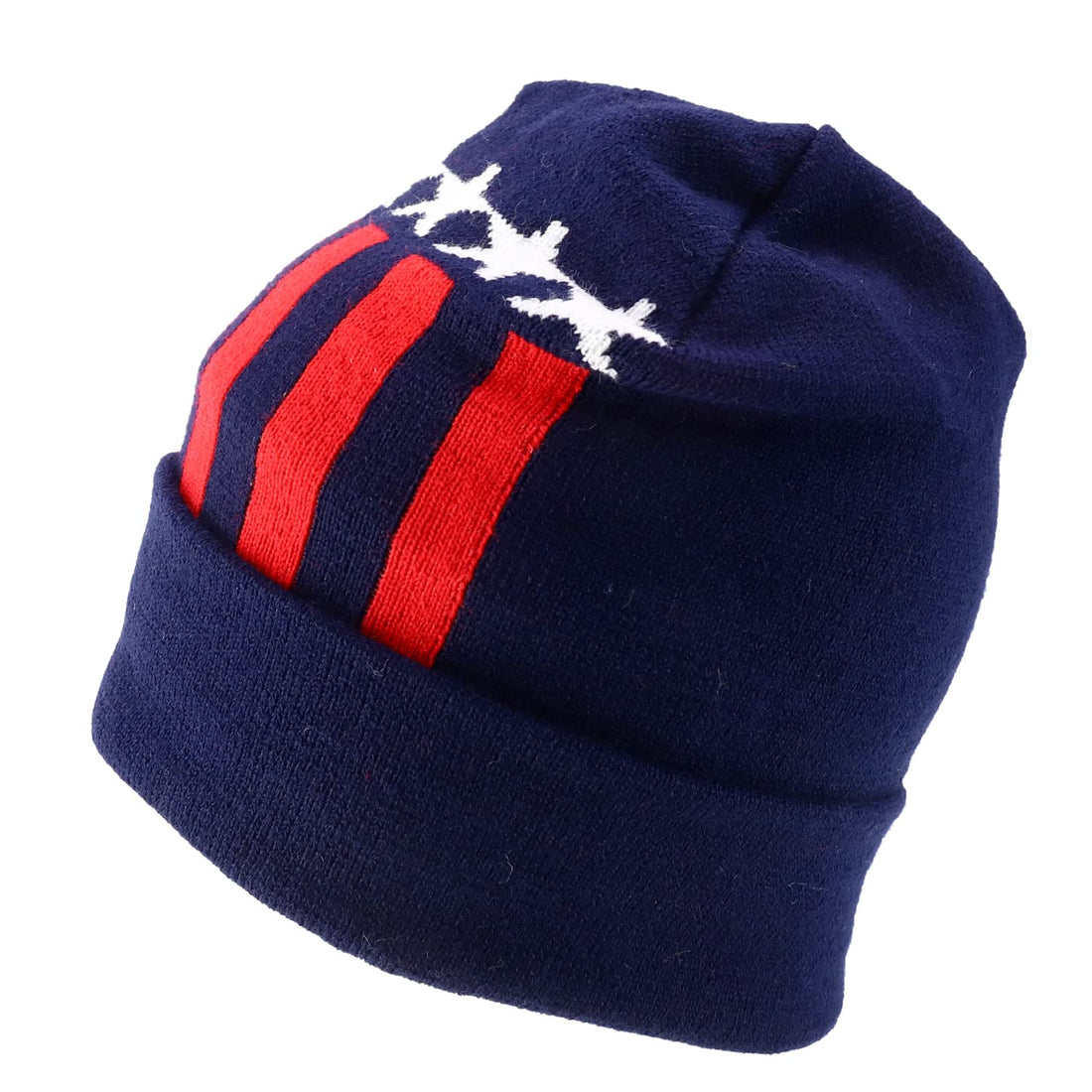 Trendy Apparel Shop Made in USA Patriotic Pattern Long Cuff Winter Beanie