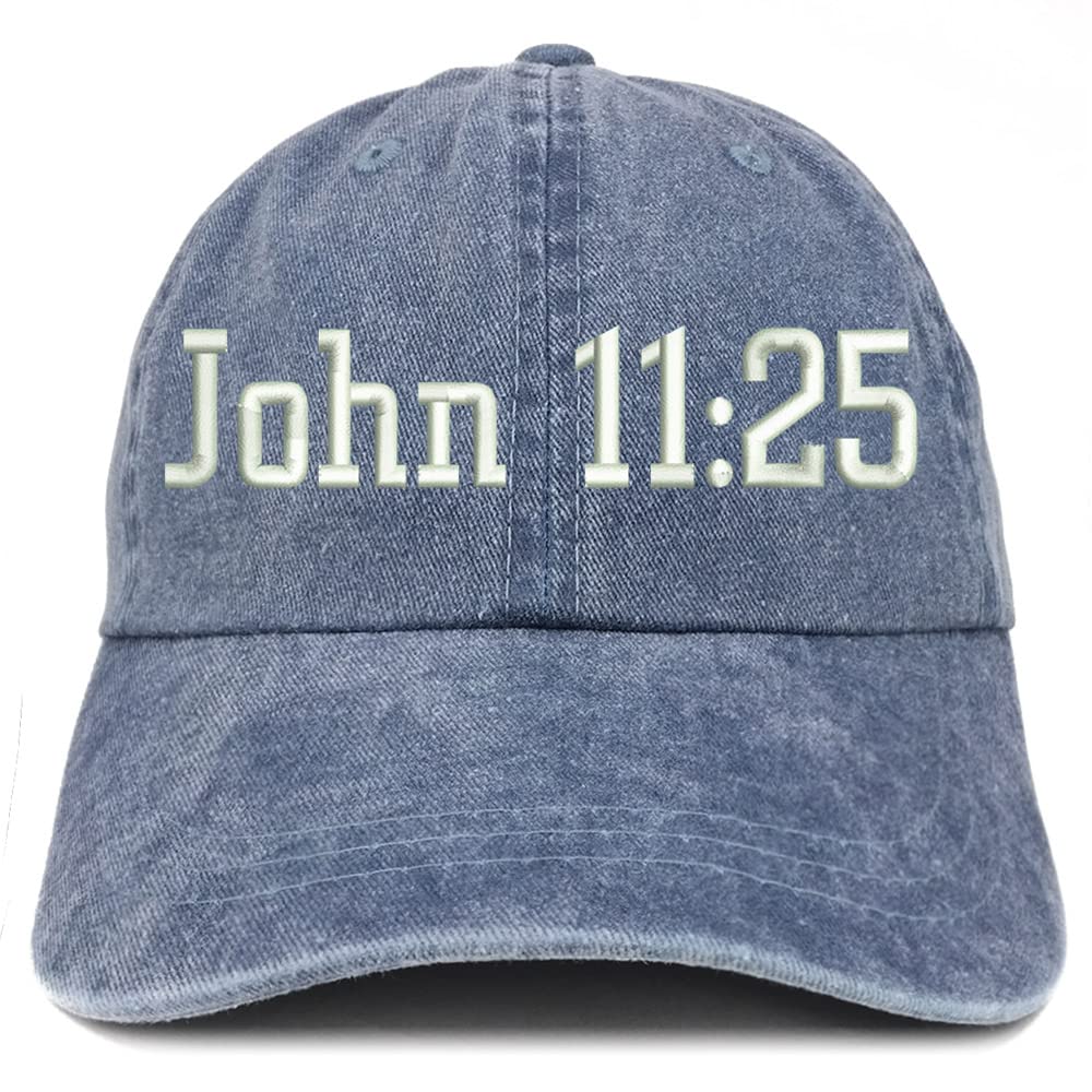 Trendy Apparel Shop John 11:25 Washed Pigment Dyed Baseball Cap
