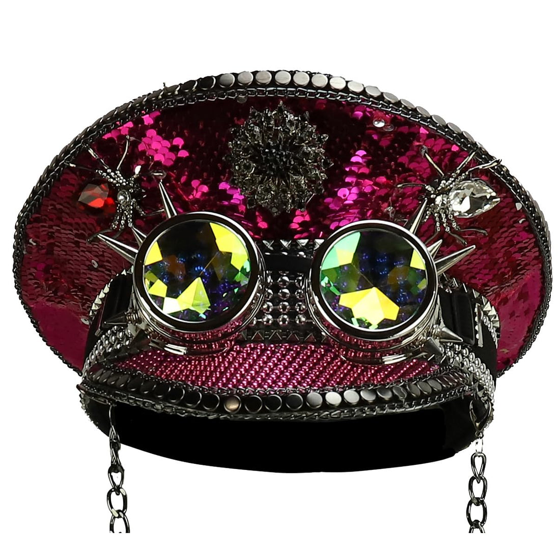 Trendy Apparel Shop Festival Party Sparkly Sequin Rhinestone Captain Hat