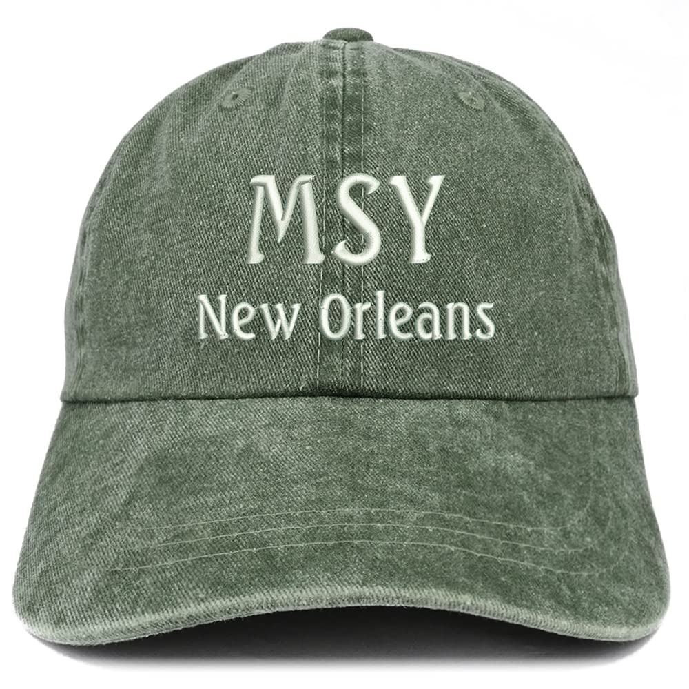 Trendy Apparel Shop MSY New Orleans Embroidered Pigment Dyed Washed Baseball Cap