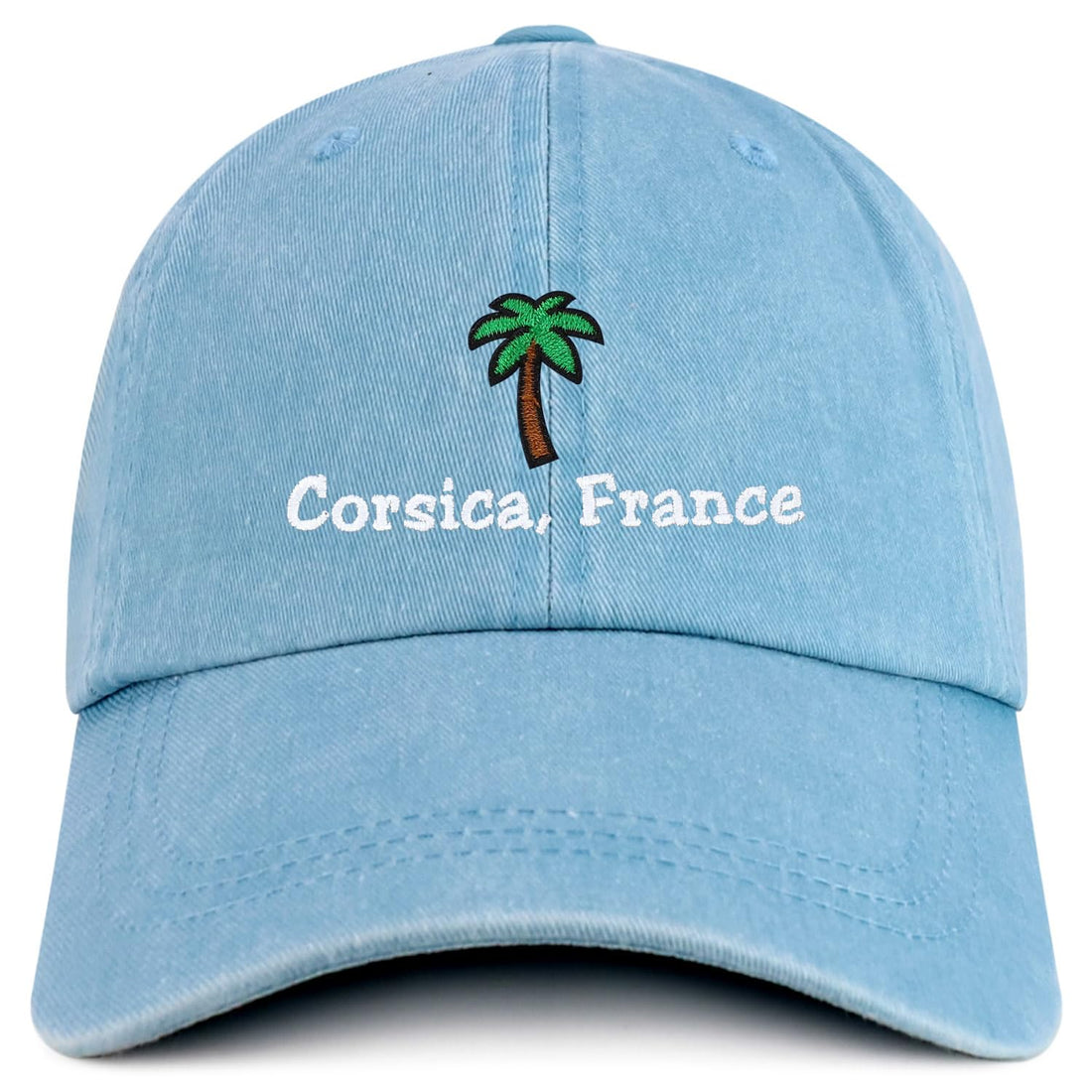 Trendy Apparel Shop Corsica France with Palm Tree Embroidered Pigment Dyed Cotton Baseball Cap