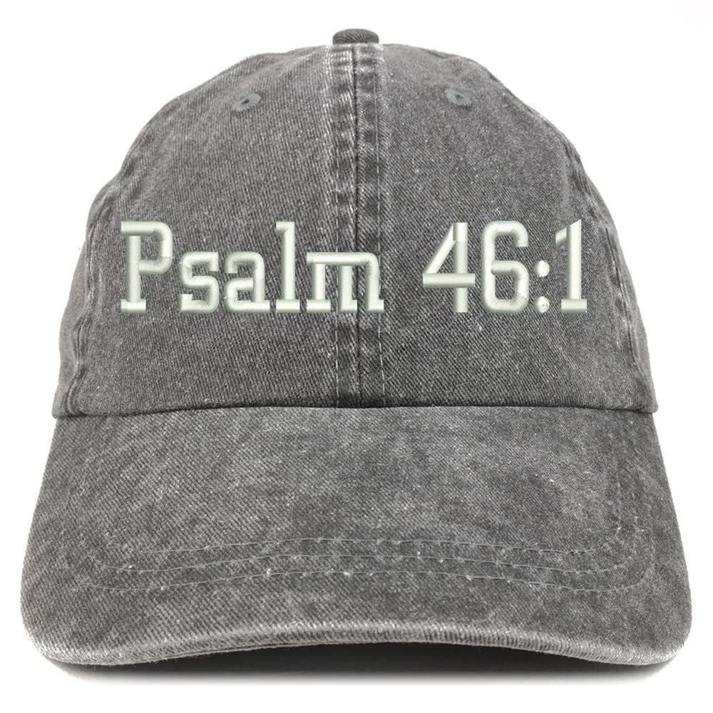 Trendy Apparel Shop Psalm 46:1 Washed Pigment Dyed Baseball Cap