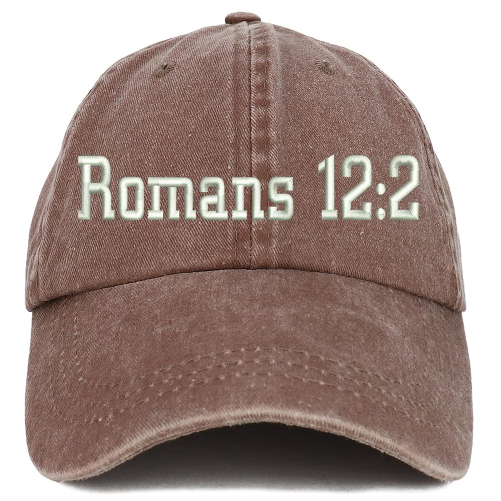 Trendy Apparel Shop Romans 12:2 Washed Pigment Dyed Baseball Cap
