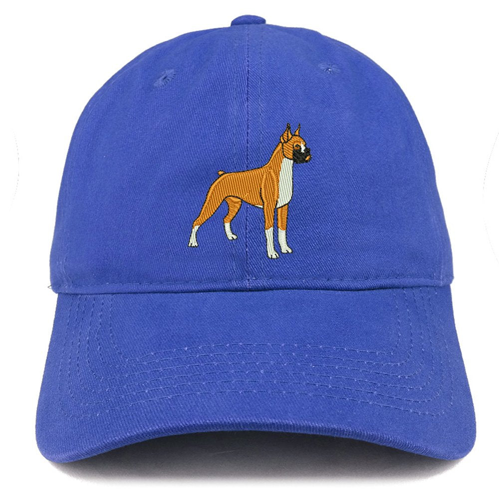 Trendy Apparel Shop Boxer Dog Breed Embroidered Brushed Cotton Dad Hat Cap - Royal