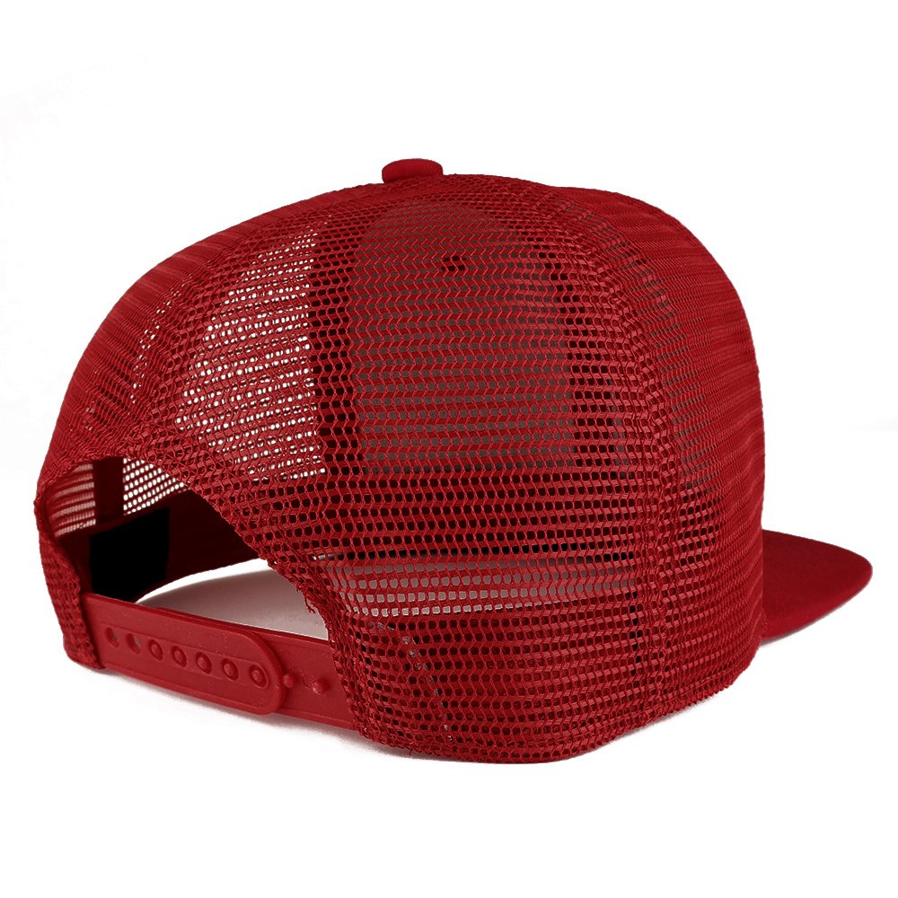Trendy Apparel Shop Boxer Embroidered Cotton Flat Bill Mesh Back Trucker Cap