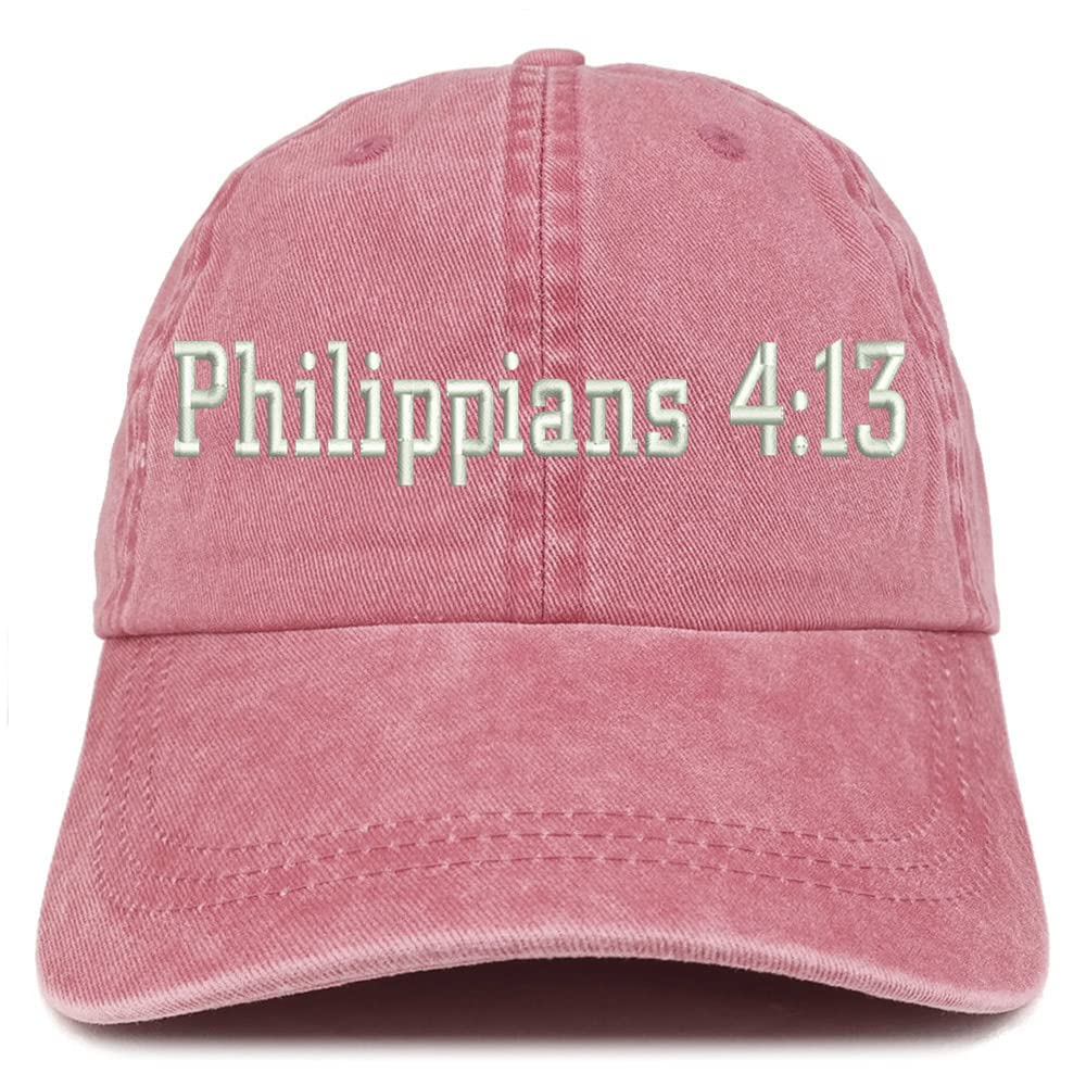 Trendy Apparel Shop Philippians 4:13 Washed Pigment Dyed Baseball Cap