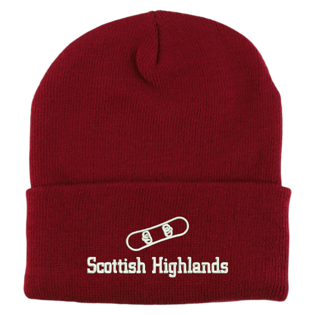 Trendy Apparel Shop Scottish Highlands Snowboard Logo Embroidered Long Cuff Beanie