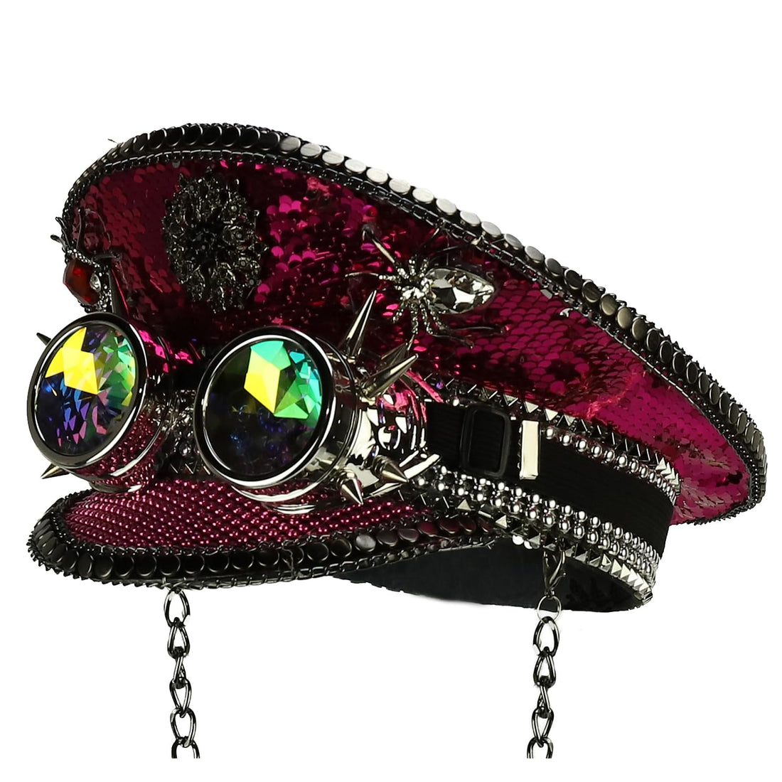 Trendy Apparel Shop Festival Party Sparkly Sequin Rhinestone Captain Hat