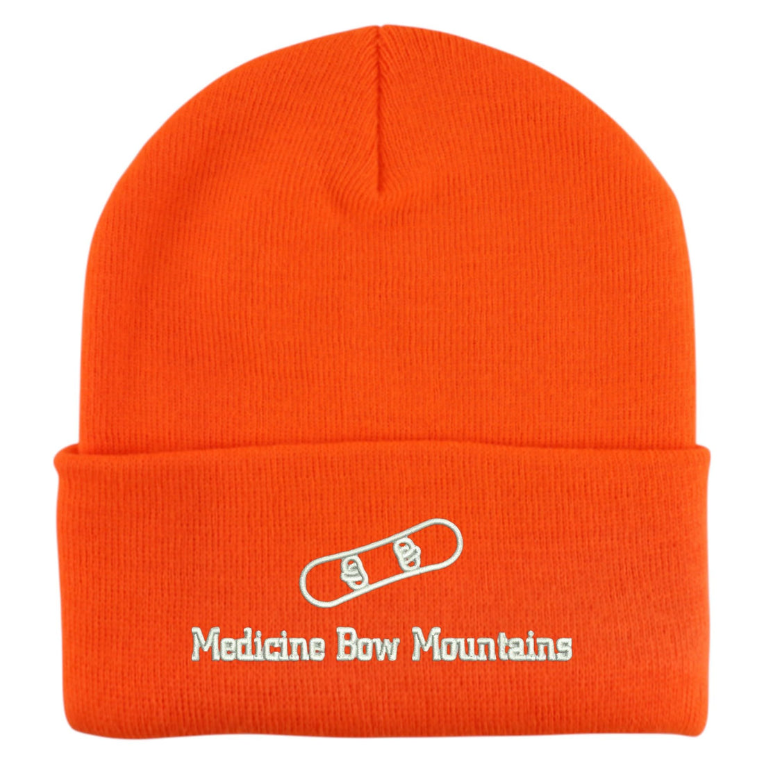 Trendy Apparel Shop Medicine Bow Mountains Snowboard Logo Embroidered Long Cuff Beanie
