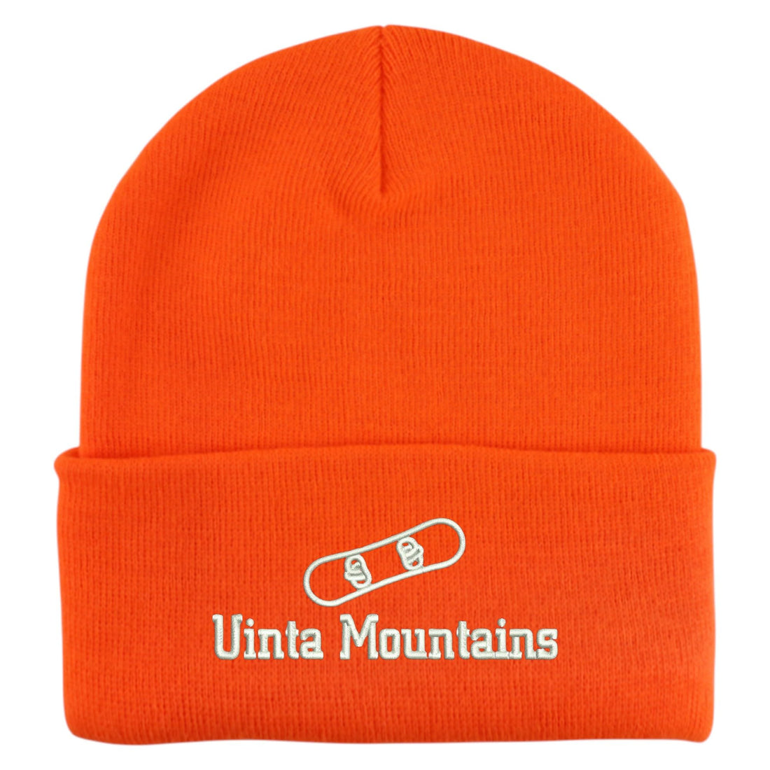 Trendy Apparel Shop Uinta Mountains Snowboard Logo Embroidered Long Cuff Beanie