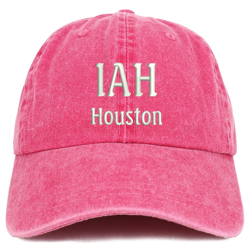 Trendy Apparel Shop IAH Houston Embroidered Pigment Dyed Washed Baseball Cap