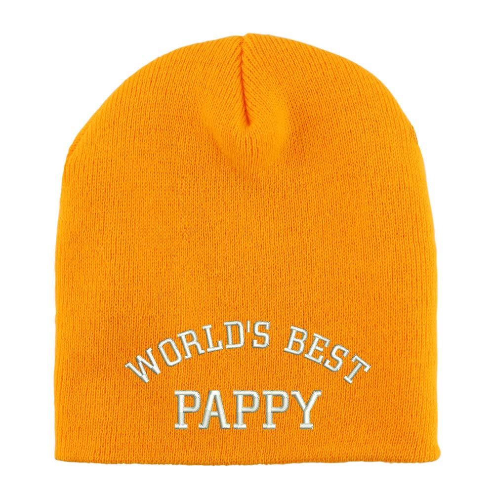 Trendy Apparel Shop World's Best Pappy Embroidered Made in USA Short Acrylic Knit Winter Beanie Hat