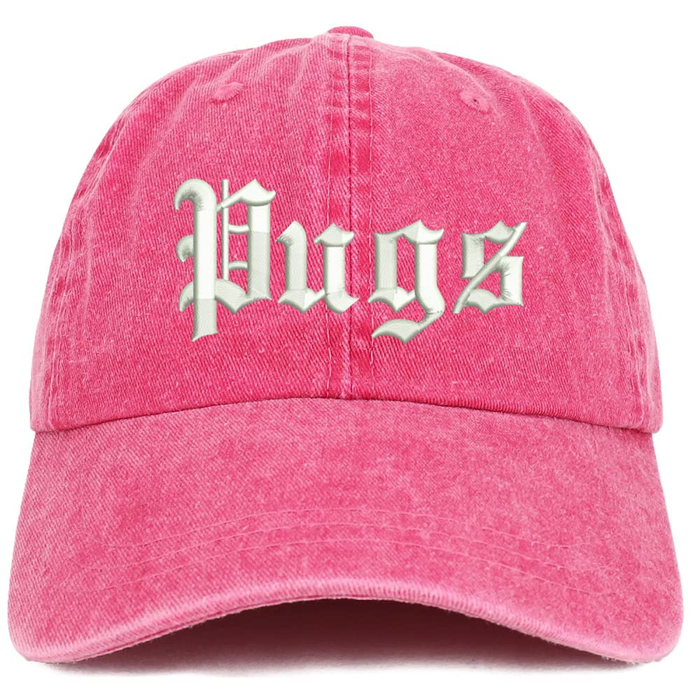 Trendy Apparel Shop Old English Pugs Washed Pigment Dyed Baseball Cap