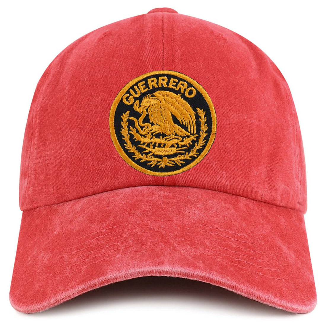 Trendy Apparel Shop Guerrero Mexico Gold Embroidered Patch Pigment Dyed Washed Baseball Cap