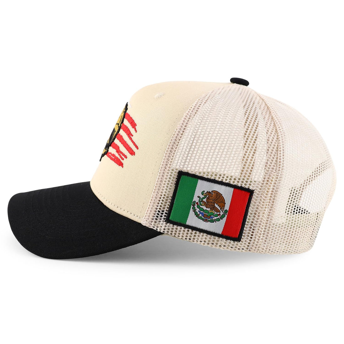 Trendy Apparel Shop Eagle Mexican American Flag 3D Embroidered Curved Bill Trucker Cap