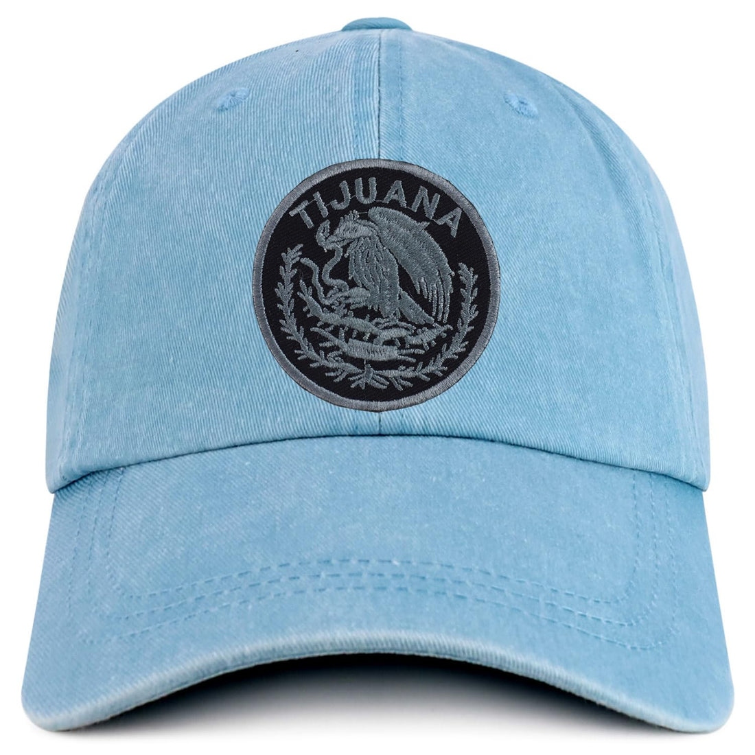 Trendy Apparel Shop Tijuana Mexico Charcoal Embroidered Patch Pigment Dyed Washed Baseball Cap