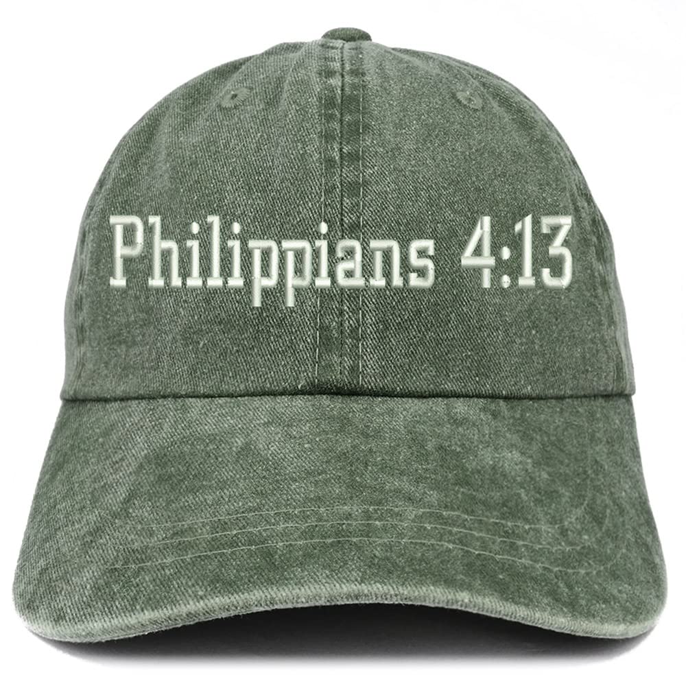 Trendy Apparel Shop Philippians 4:13 Washed Pigment Dyed Baseball Cap
