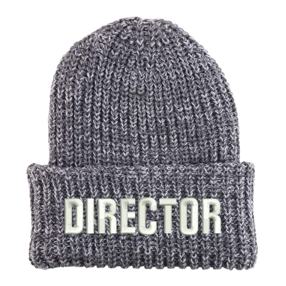 Trendy Apparel Shop Director Embroidered Long Cuffed Thick Ribbed Knit Beanie