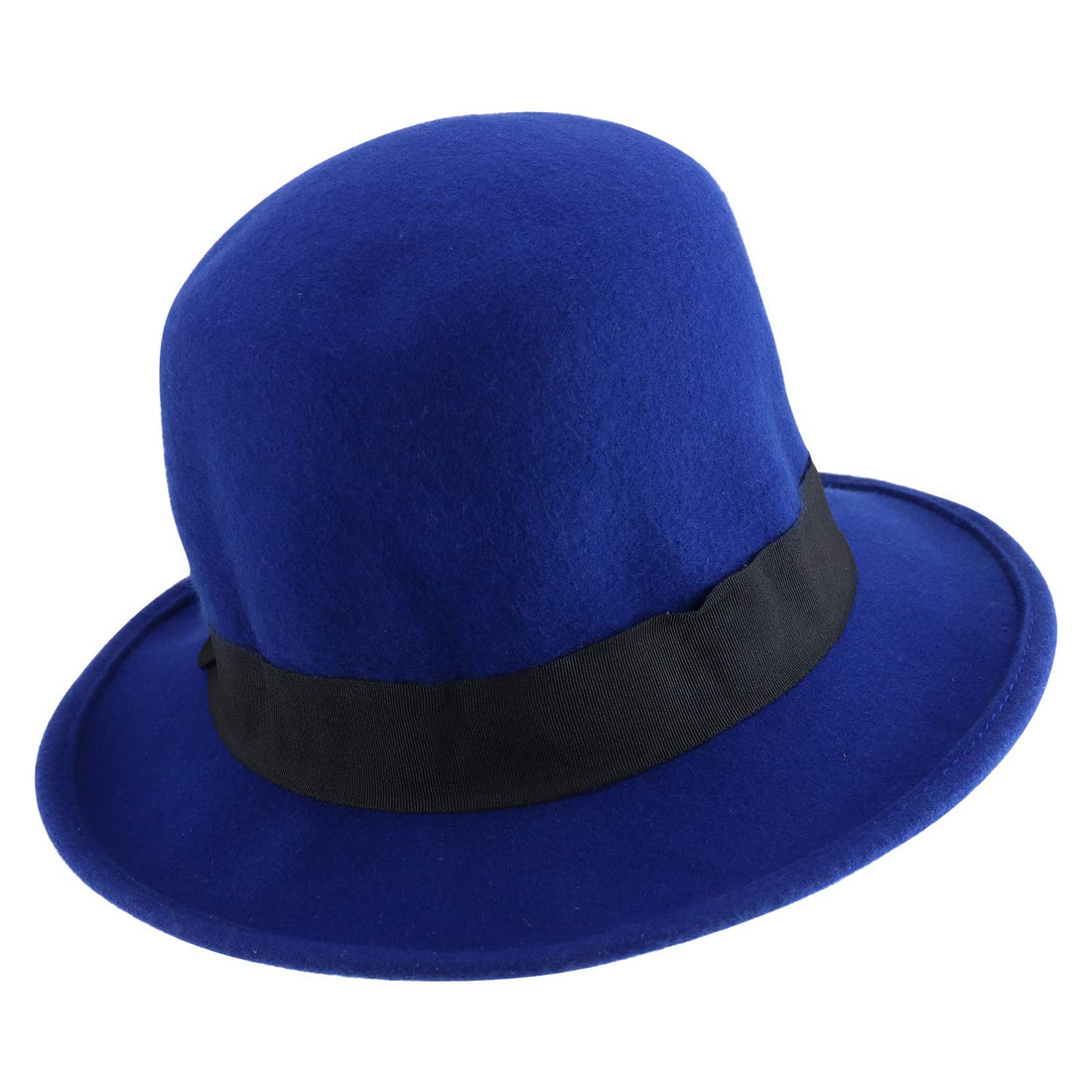 Trendy Apparel Shop Men's Tall Crown Wool Bowler Hat with Black Band