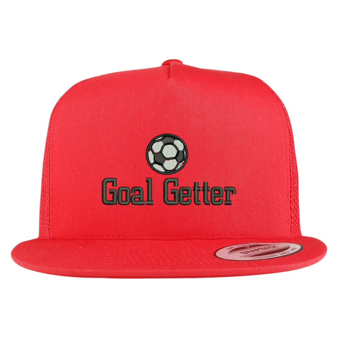 Trendy Apparel Shop Soccer Goal Getter Embroidered 5 Panel Flatbill Trucker Mesh Cap