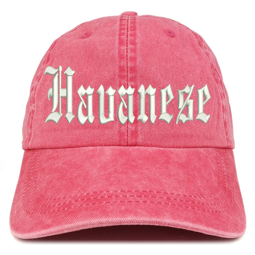 Trendy Apparel Shop Old English Havanese Washed Pigment Dyed Baseball Cap