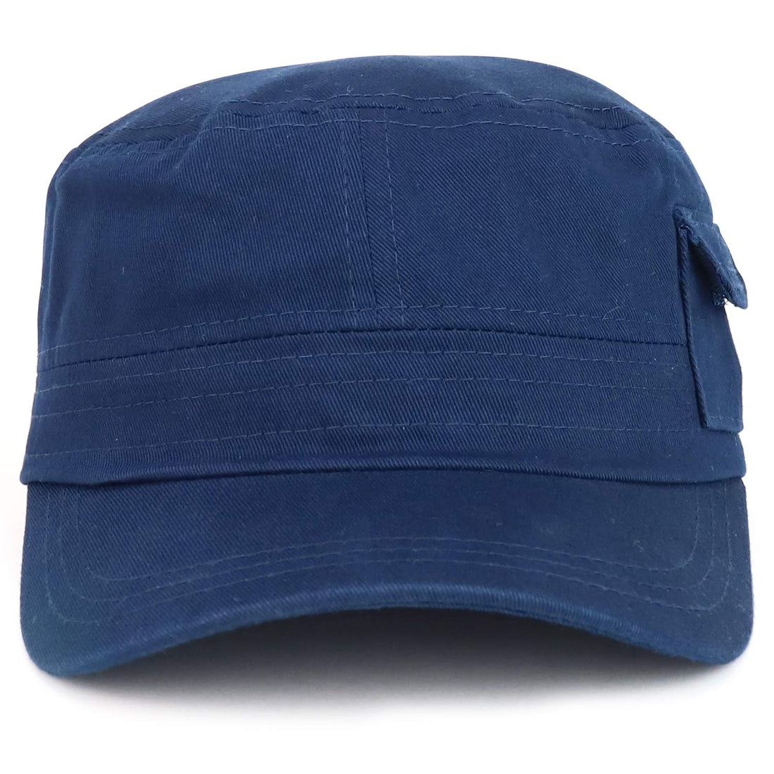 Trendy Apparel Shop Plain Castro Flat Top Style Army Cap with Pocket