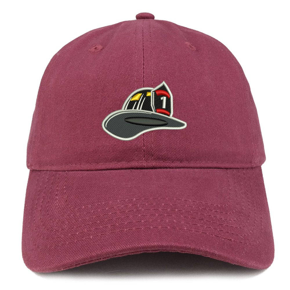 Trendy Apparel Shop Fire FD Hat Embroidered Brushed Cotton Dad Hat Ball Cap - Maroon