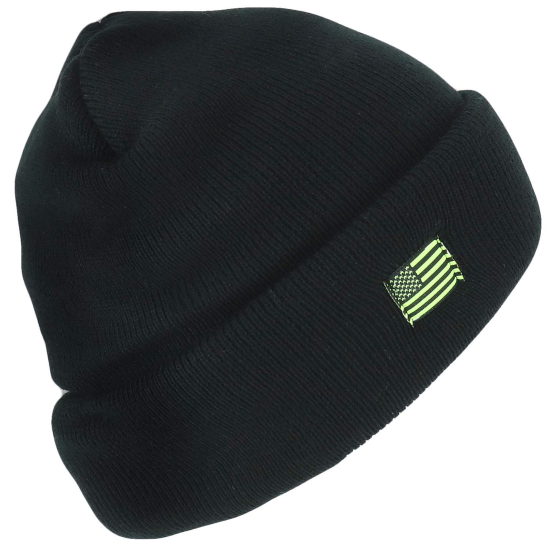 Trendy Apparel Shop Heavy Duty USA Flag Solid Cuffed Beanie with Thinsulate