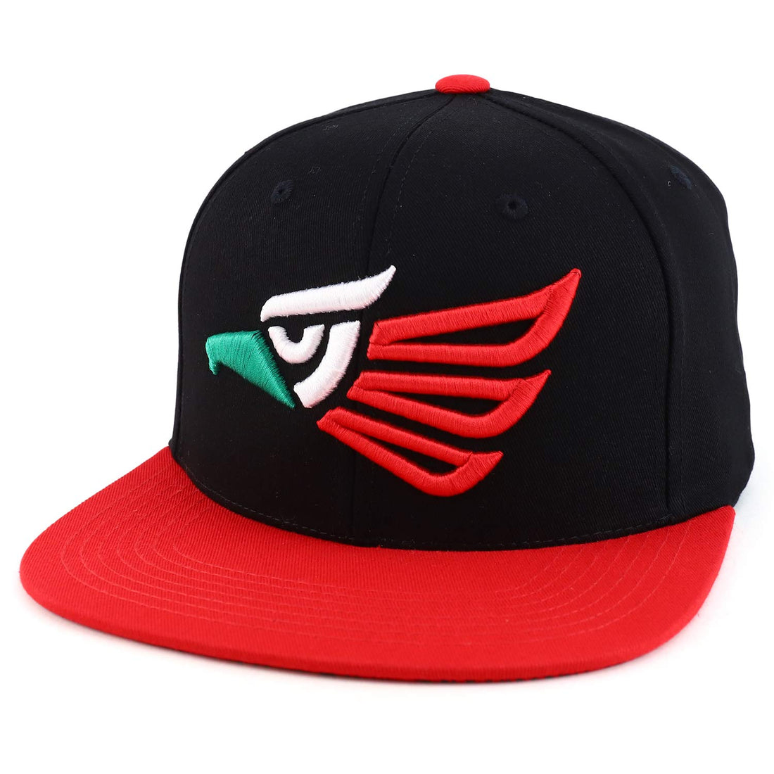 Trendy Apparel Shop Hecho En Mexico Eagle 3D Embroidered Snapback Cap - Black Red
