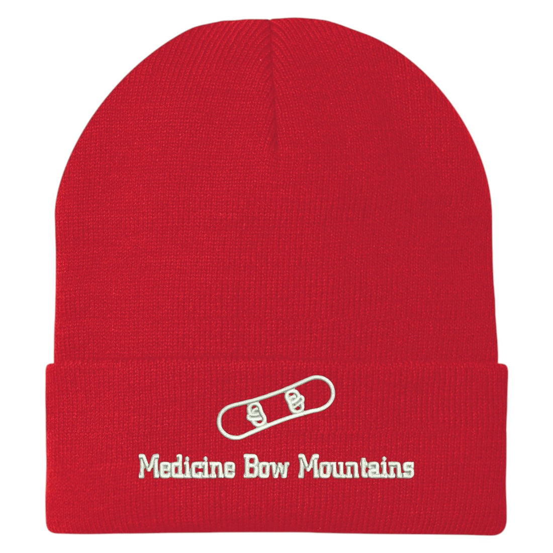 Trendy Apparel Shop Medicine Bow Mountains Snowboard Logo Embroidered Long Cuff Beanie