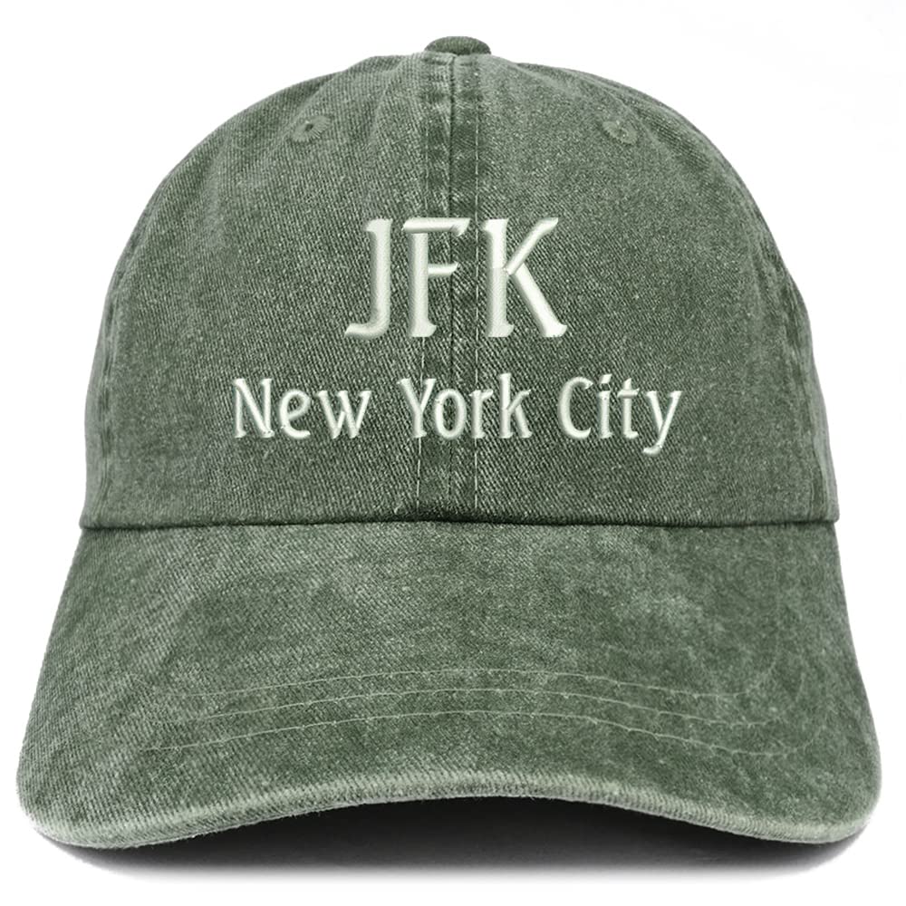 Trendy Apparel Shop JFK New York City Embroidered Pigment Dyed Washed Baseball Cap