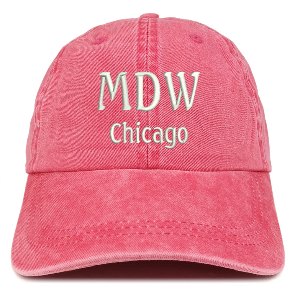 Trendy Apparel Shop MDW Chicago Embroidered Pigment Dyed Washed Baseball Cap