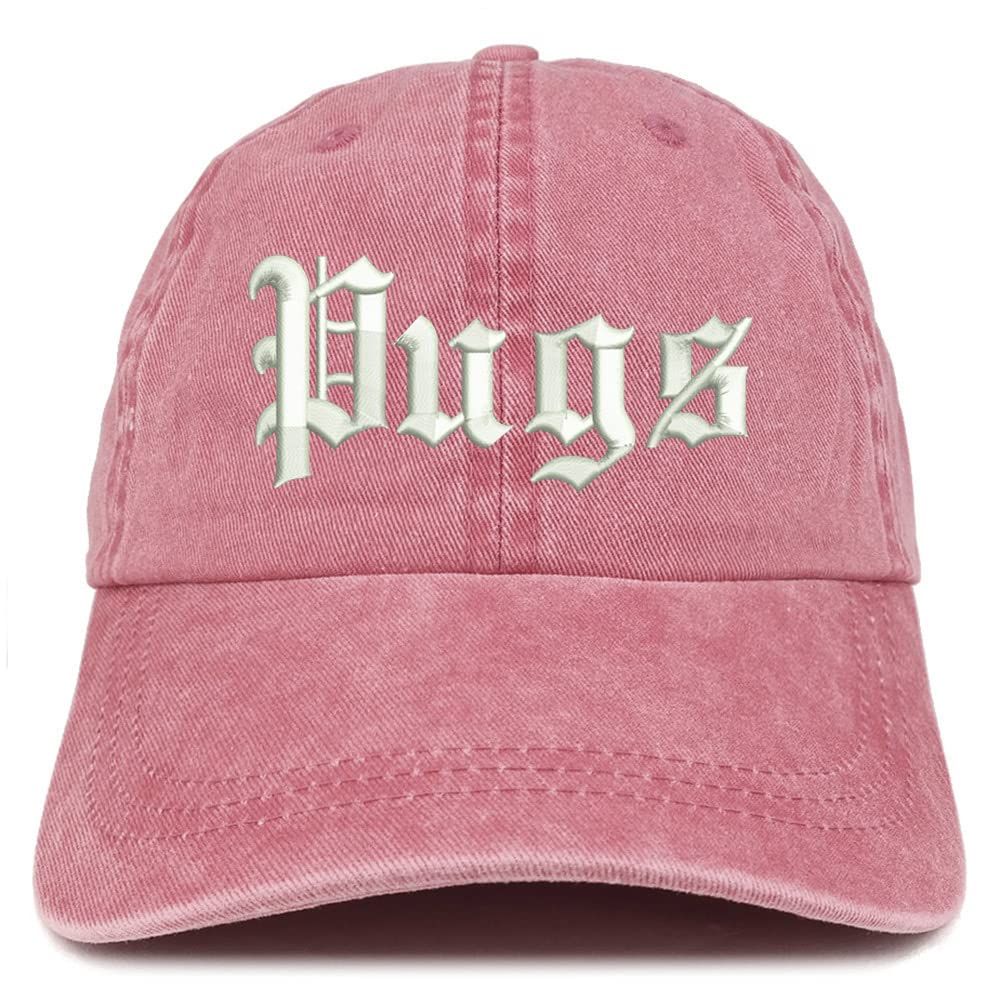 Trendy Apparel Shop Old English Pugs Washed Pigment Dyed Baseball Cap