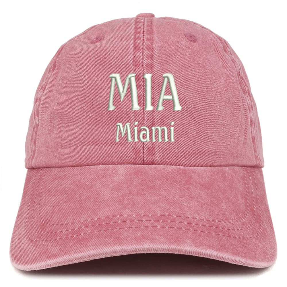 Trendy Apparel Shop MIA Miami Embroidered Pigment Dyed Washed Baseball Cap