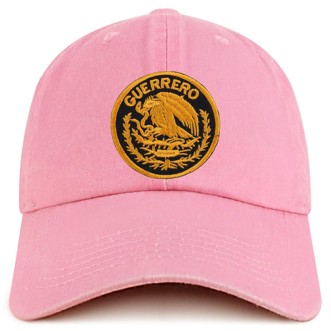 Trendy Apparel Shop Guerrero Mexico Gold Embroidered Patch Pigment Dyed Washed Baseball Cap