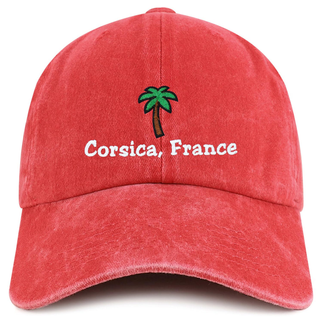 Trendy Apparel Shop Corsica France with Palm Tree Embroidered Pigment Dyed Cotton Baseball Cap