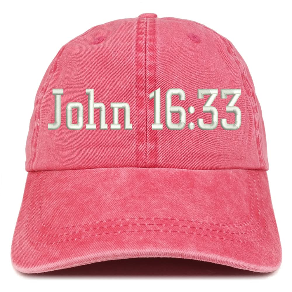 Trendy Apparel Shop John 16:33 Washed Pigment Dyed Baseball Cap