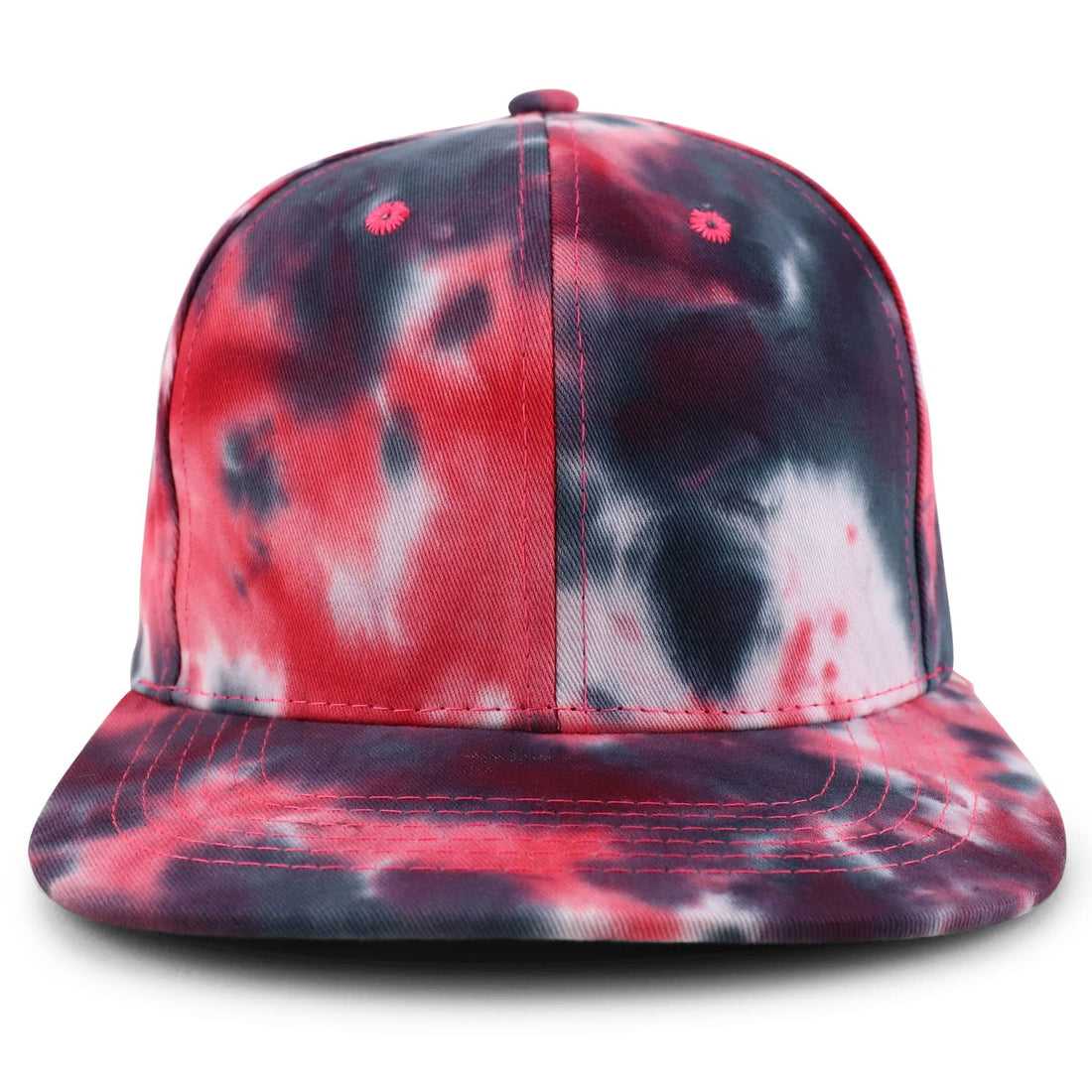 Trendy Apparel Shop Plain 100% Cotton Tie Dyed Pattern Flatbill Snapback Baseball Cap